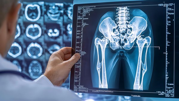 riwospine-denervierung-iliosakralgelenk-rueckenschmerzen.png Arzt betrachtet Beckenröntgenbild – Denervierung des Iliosakralgelenks bei Rückenschmerzen